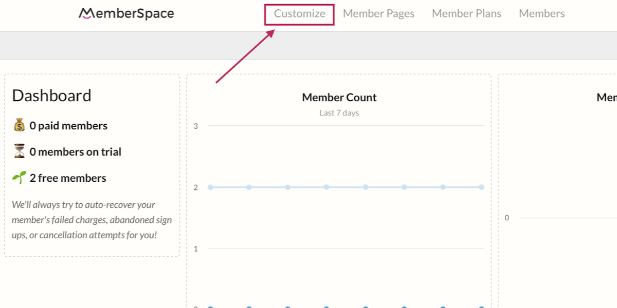 MemberSpace Customize Section