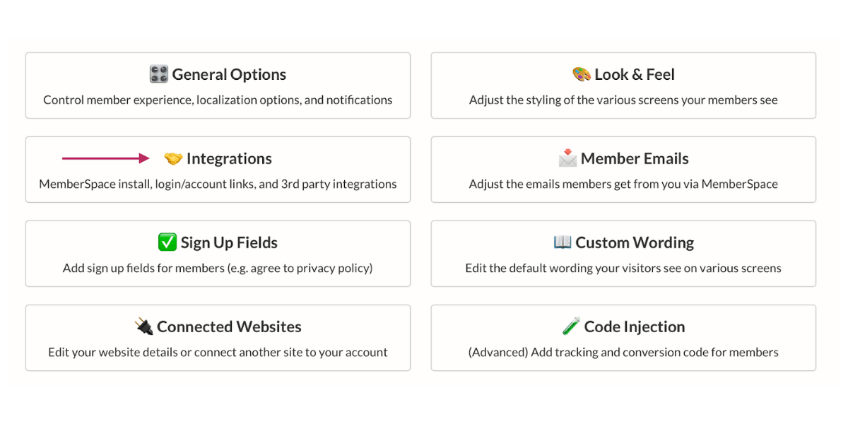 MemberSpace Integrations