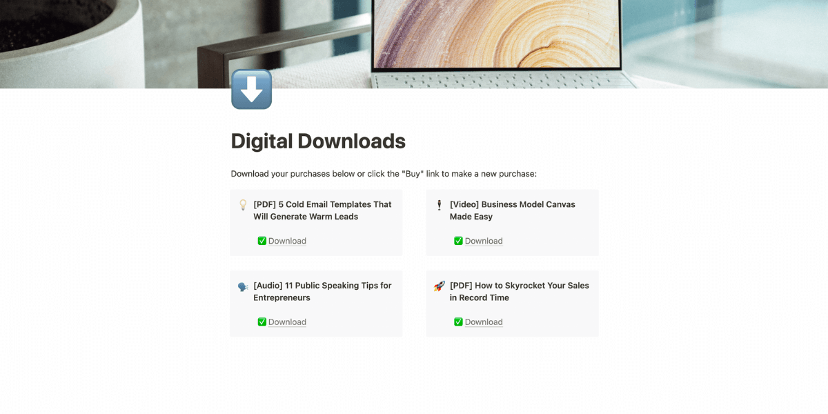Notion Private Downloads Page