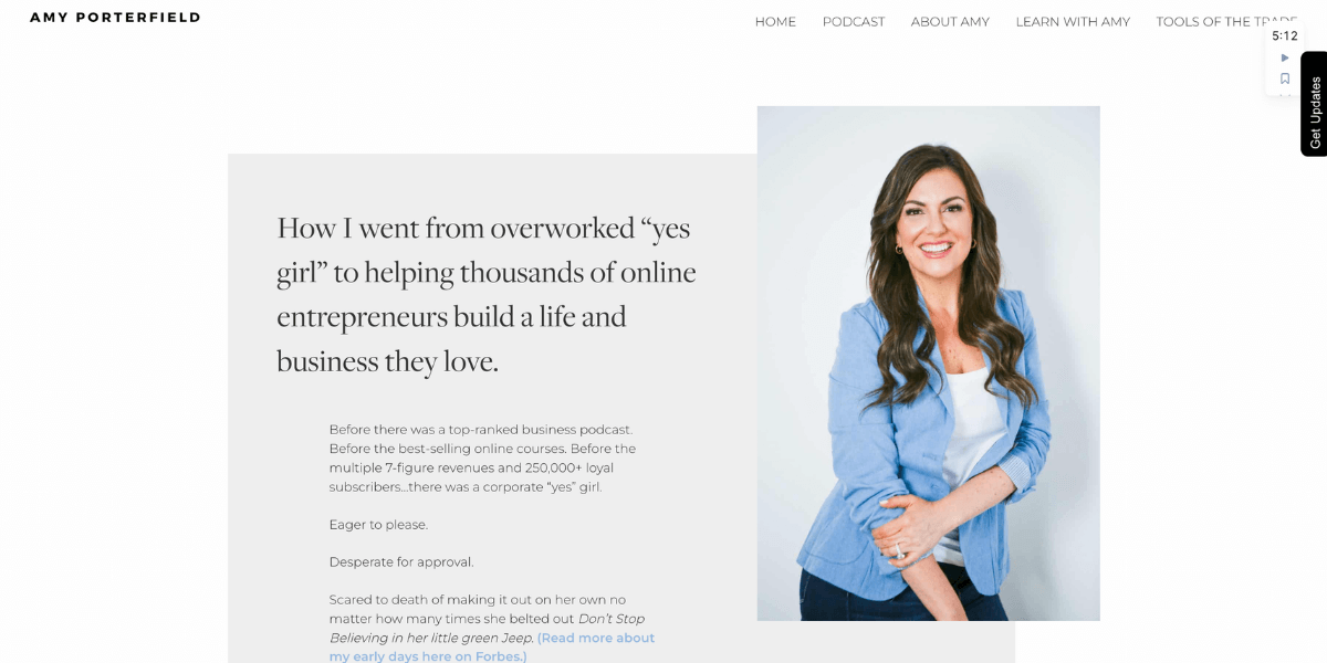 Amy Porterfield - About Me Page