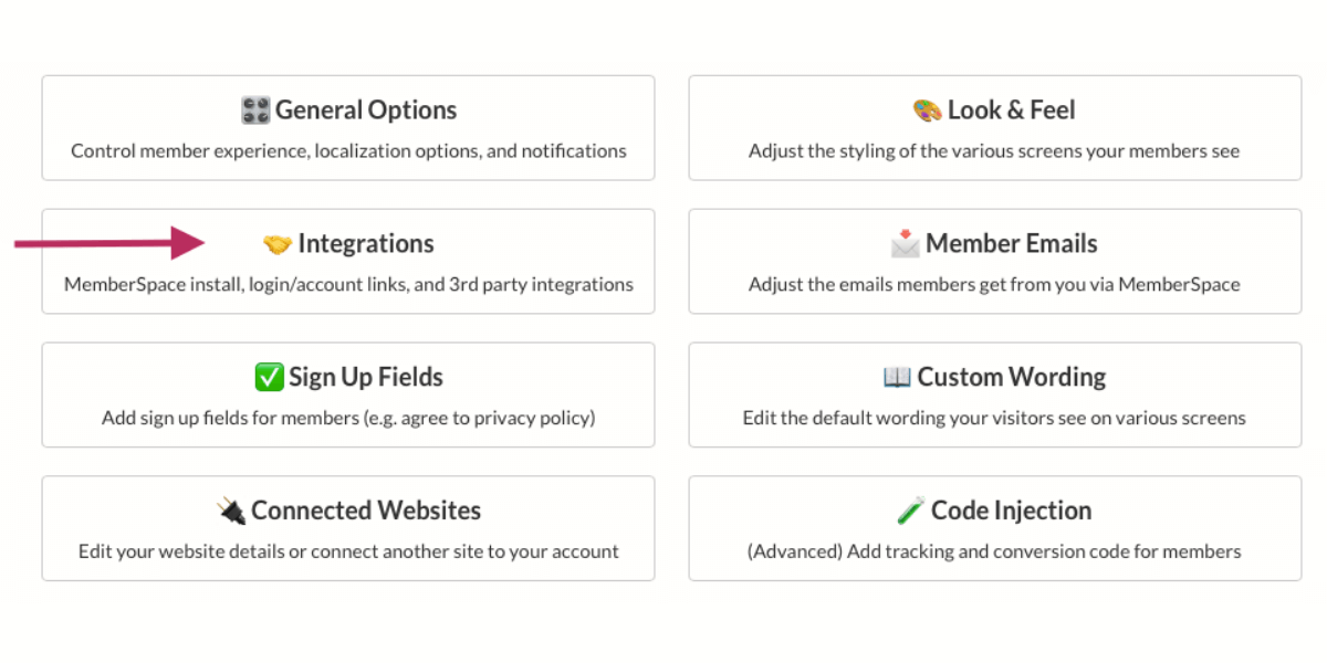 Memberspace integrations