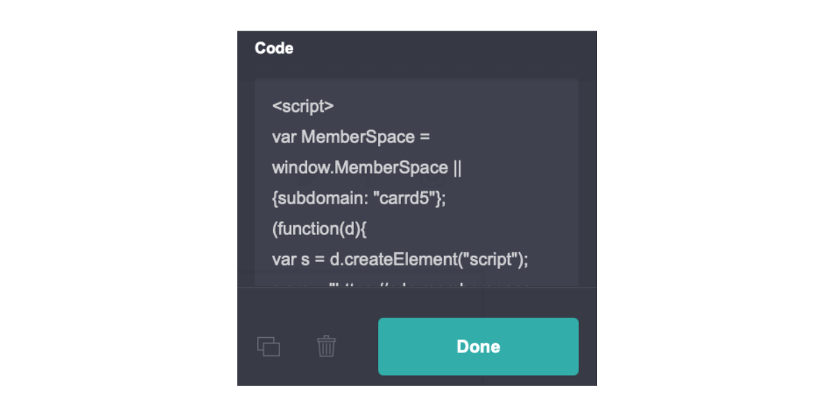 Paste Memberspace install code