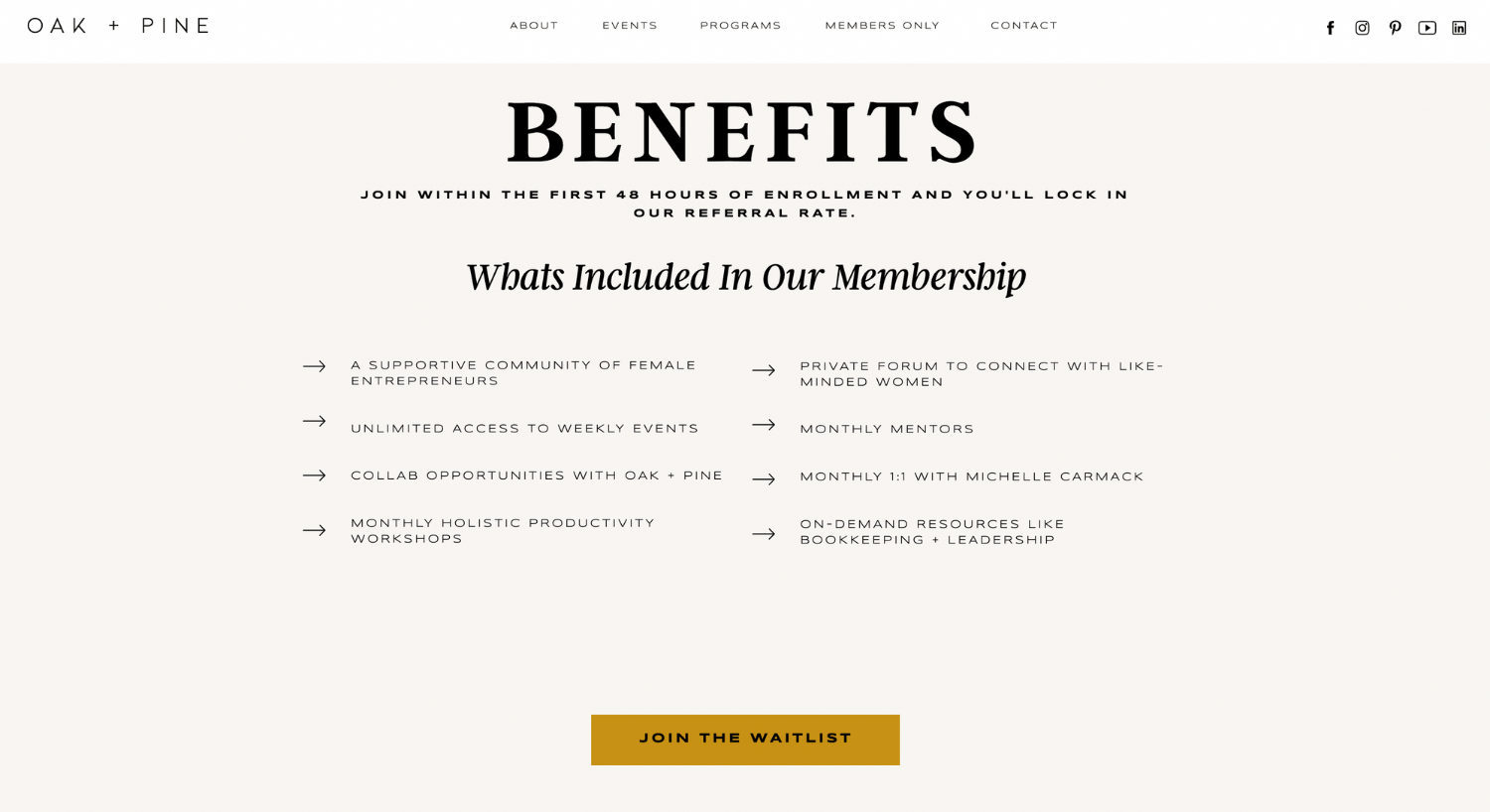 oak pine membership