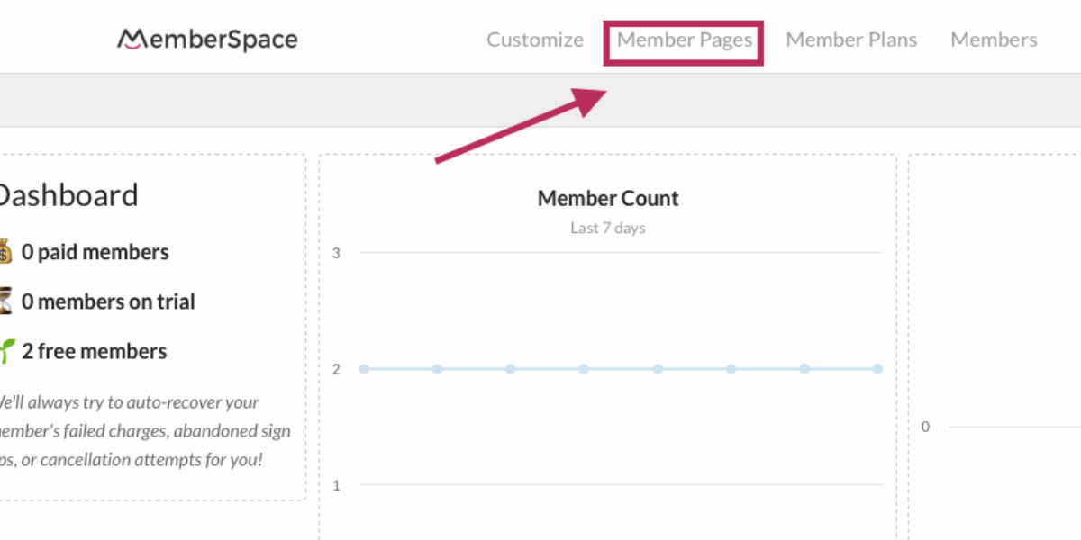 Member Pages Dashboard in MemberSpace