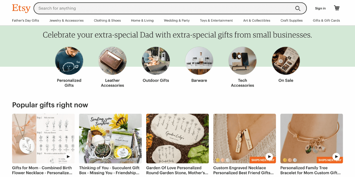 Etsy - Newsletter examples