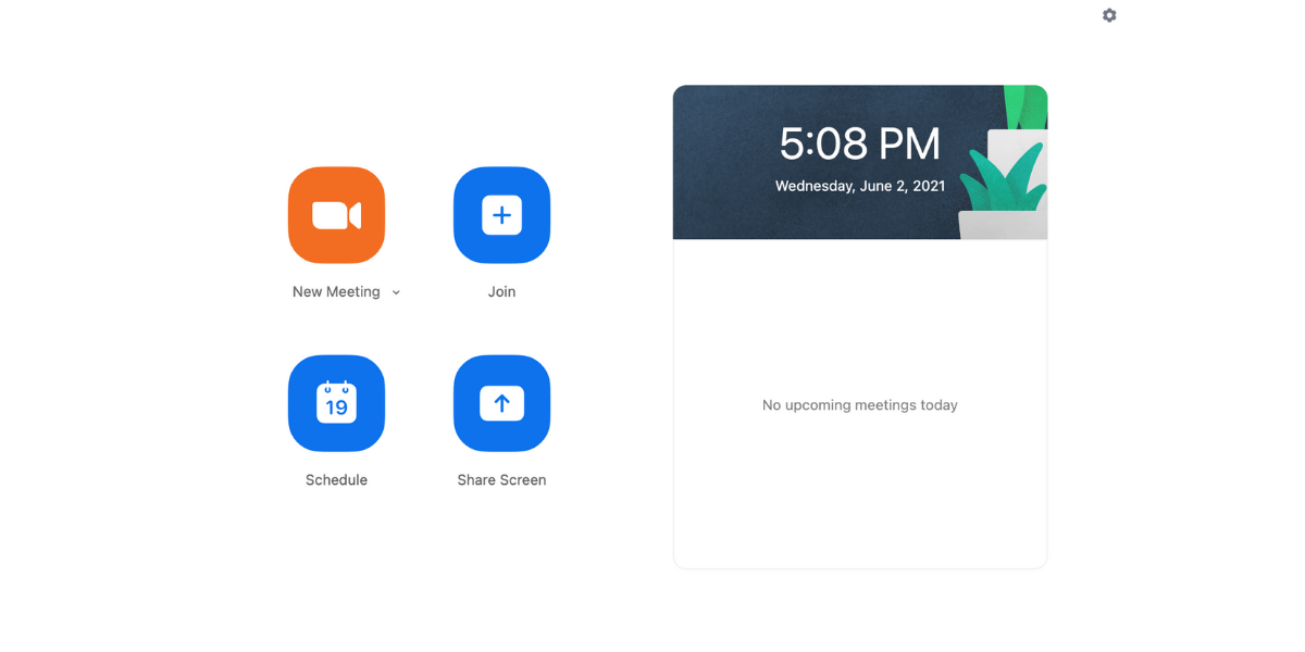 Zoom App Home Screen